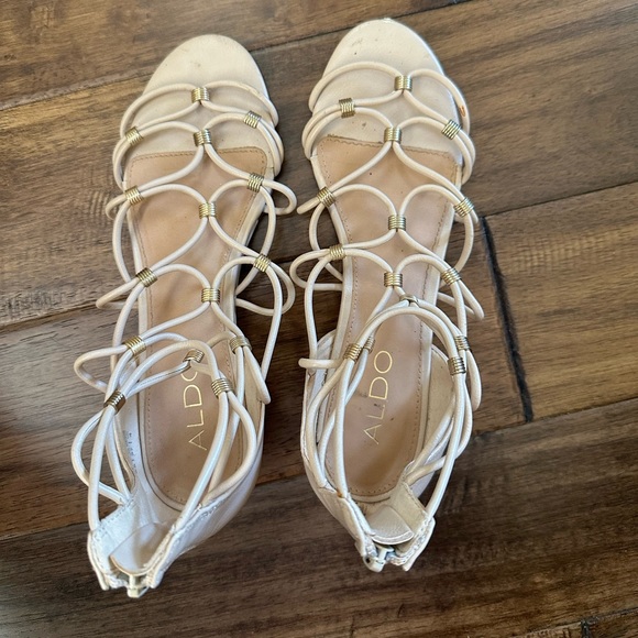 Aldo Strappy Sandals with Gold Embellishments Beads - Picture 3 of 8